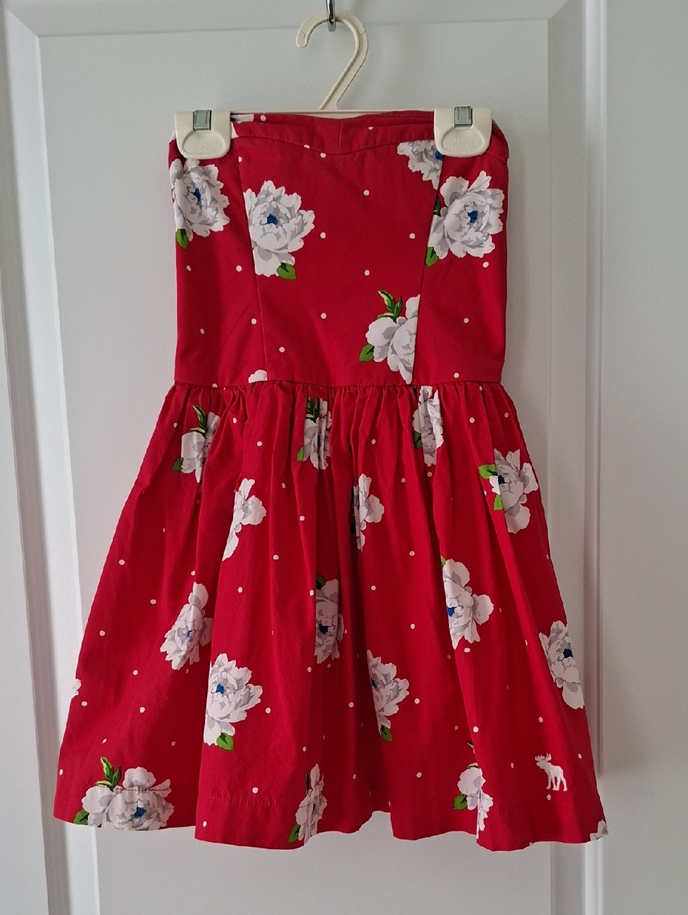 Abercrombie & Fitch Girl Red Strapless Floral cotton Sundress